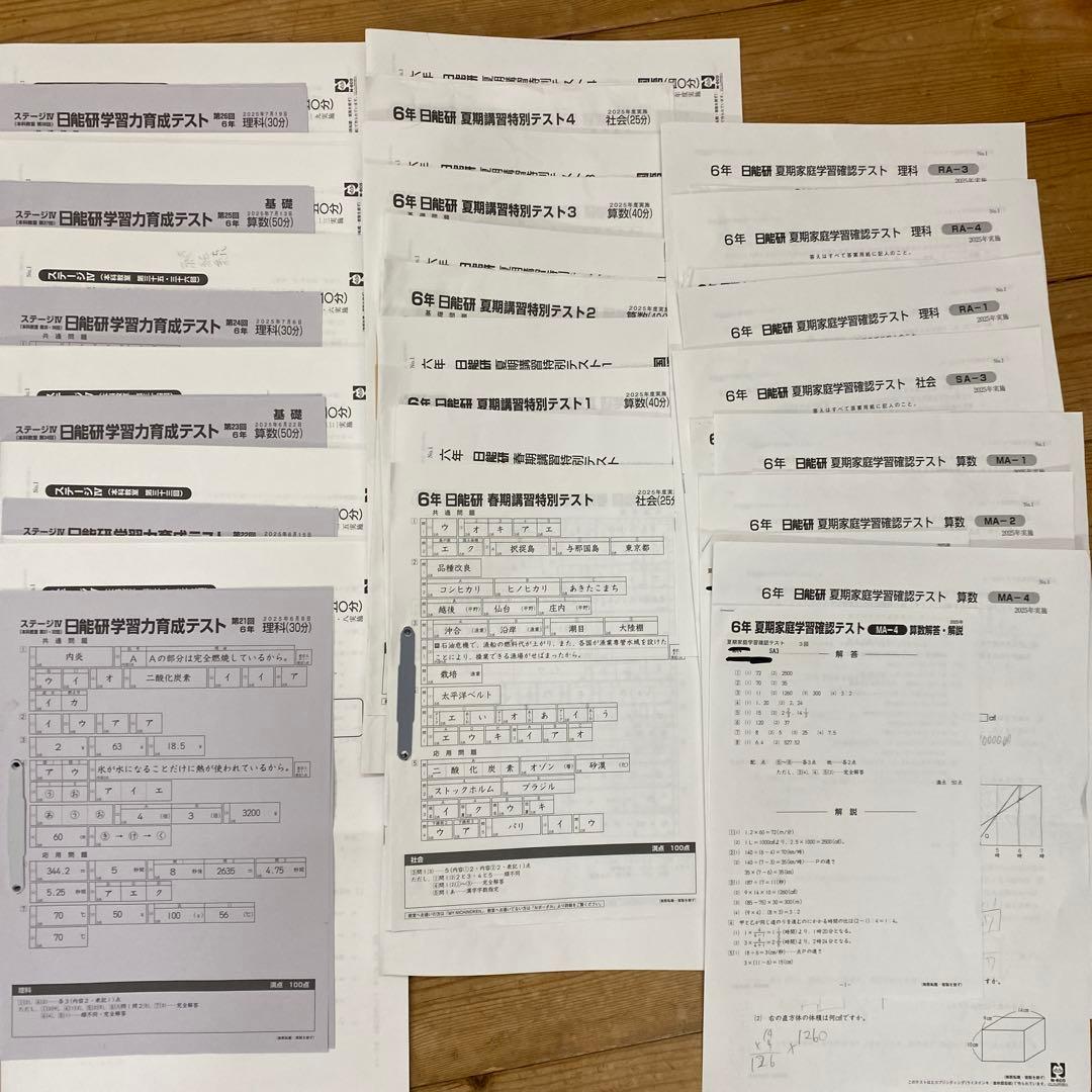 日能研 最新版2025年 6年前期育成テスト 春期、夏期講習テストフル