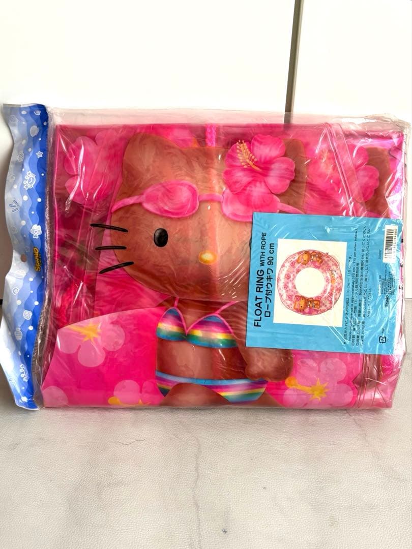 【激レア】当時物　サーフキティ 日焼けキティ ハイビスカス 浮き輪　平成レトロ レア サンリオ 日焼けキティ ハイビスカス サーフ ショップ袋 2002年製
