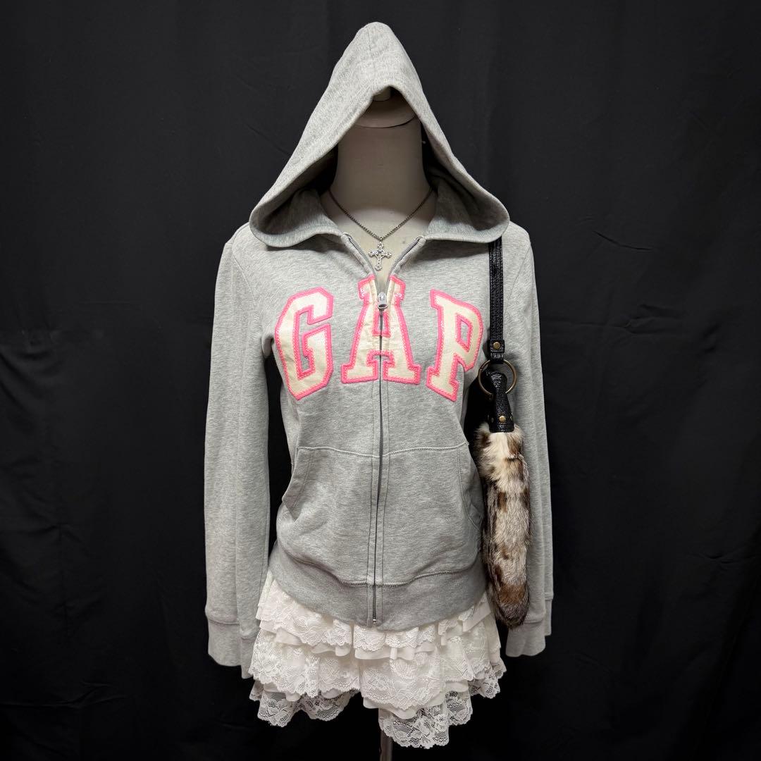 平成ギャル y2kグランジ GAP ジップアップ フーディ パーカー ロゴ