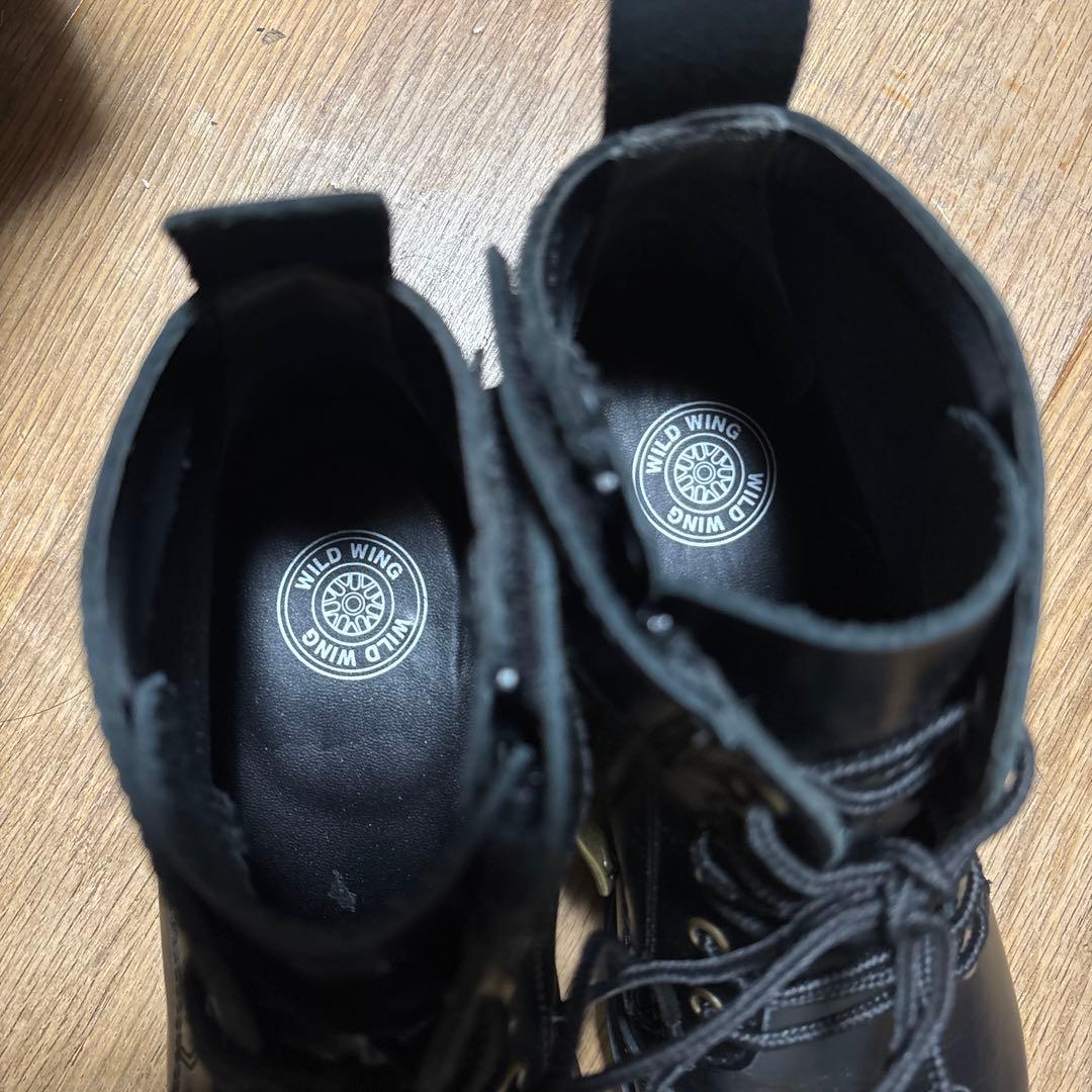 [ワイルドウィング] 厚底スワロー　本革バイクブーツ　25.0cm