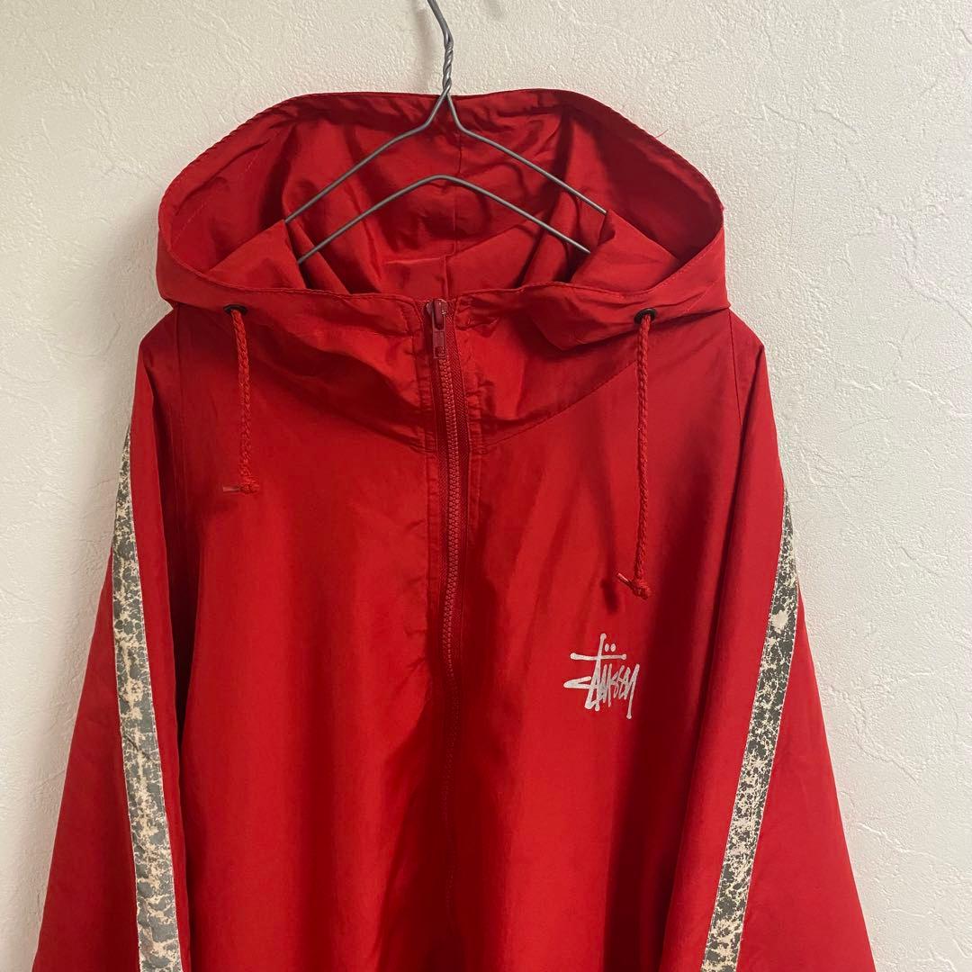 OLD STUSSY ナイロンジャケット レッド L 90s 紺タグ - メルカリ