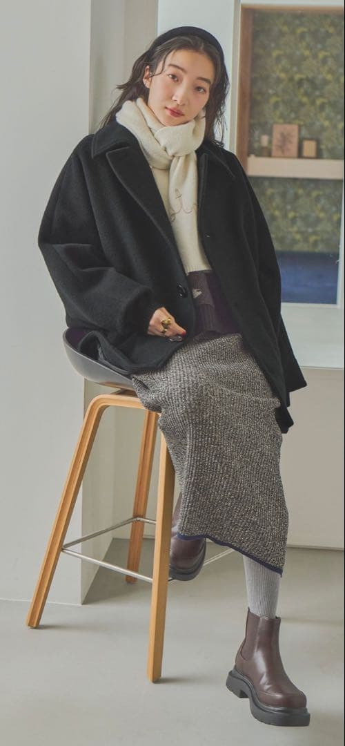 niko and … ライトモッサドルマンジャケットコート ブラック niko and（ニコアンド）の「ライトモッサドルマンジャケットコート