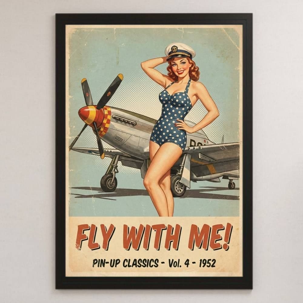 FLY WITH ME ピンナップガール イラスト アート 光沢 ポスター A3