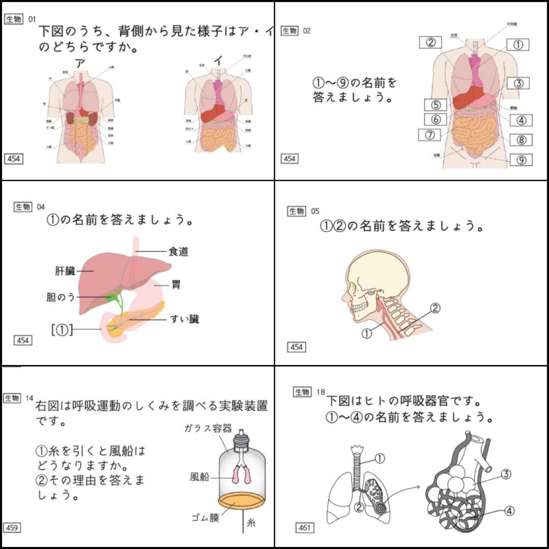 中学受験 暗記カード 理科 生物 サピックス 予習シリーズ コアプラス