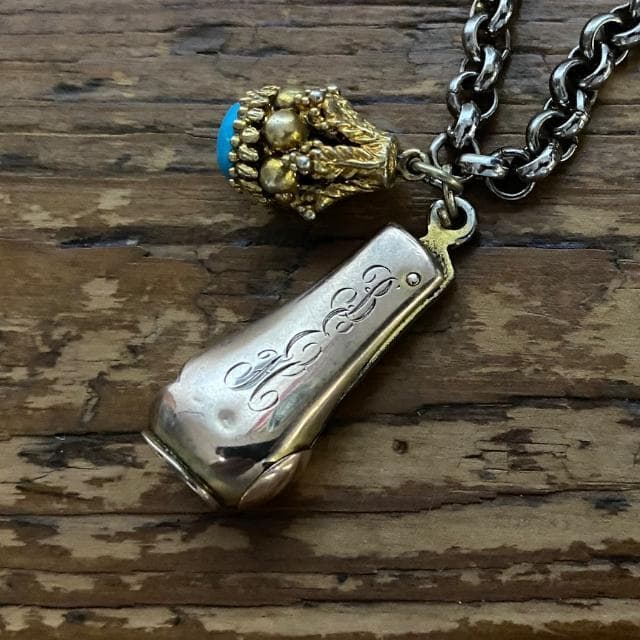 1900年代初頭 英国 アンティーク 純銀 アルバートチェーン ネックレス