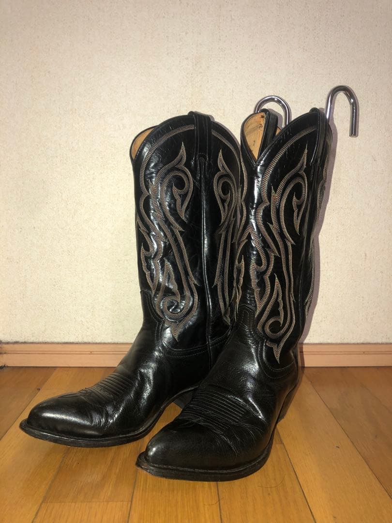 トニーラマ ブラックレザーウエスタンブーツ - メルカリ