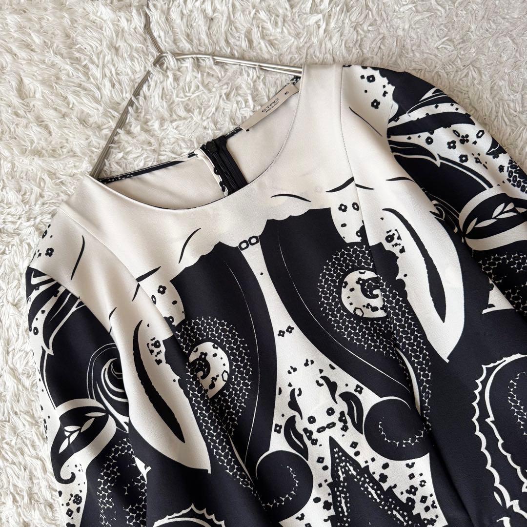 極美品 エトロ シルク ペプラム ブラウス ペイズリー フレア ジップ 絹