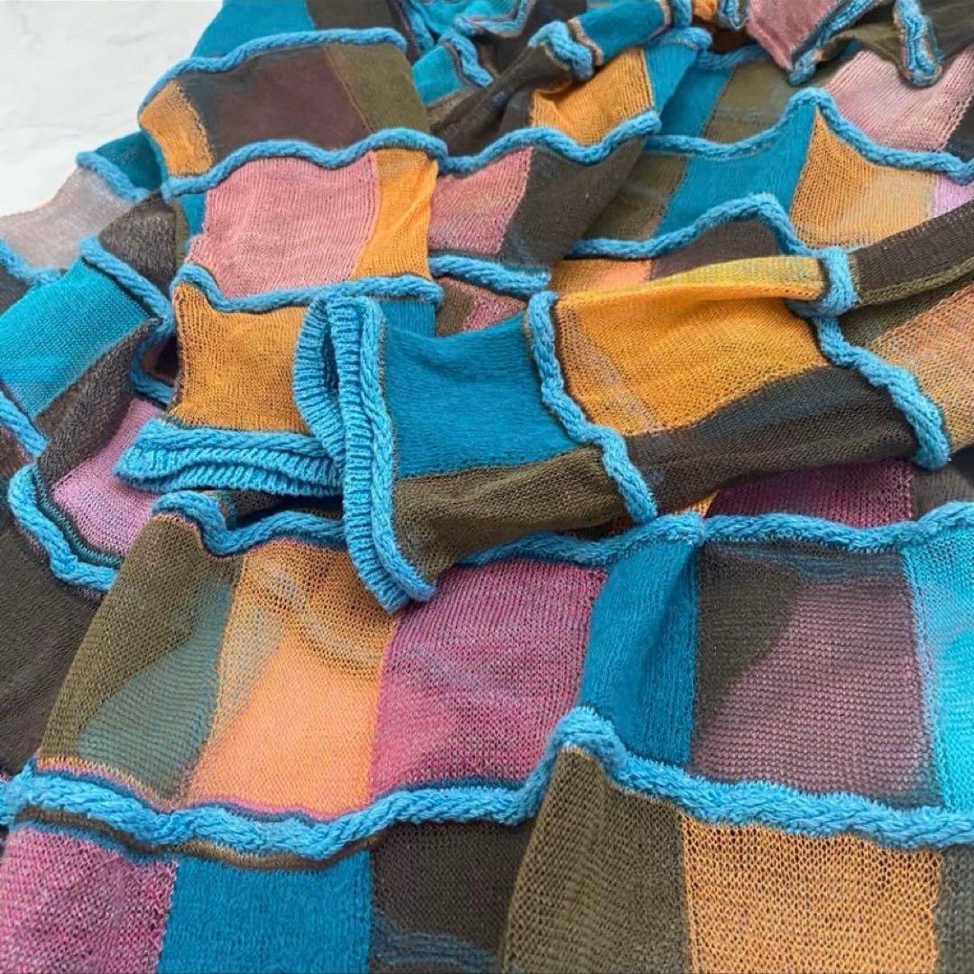 訳あり M.&KYOKO 立体×シアー素材 シルク和紙混 ロングカーディガンの