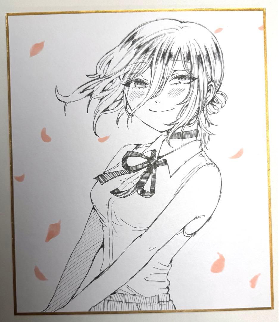 ま*庵様 レゼ チェンソーマン 手描き 色紙 イラスト - メルカリ