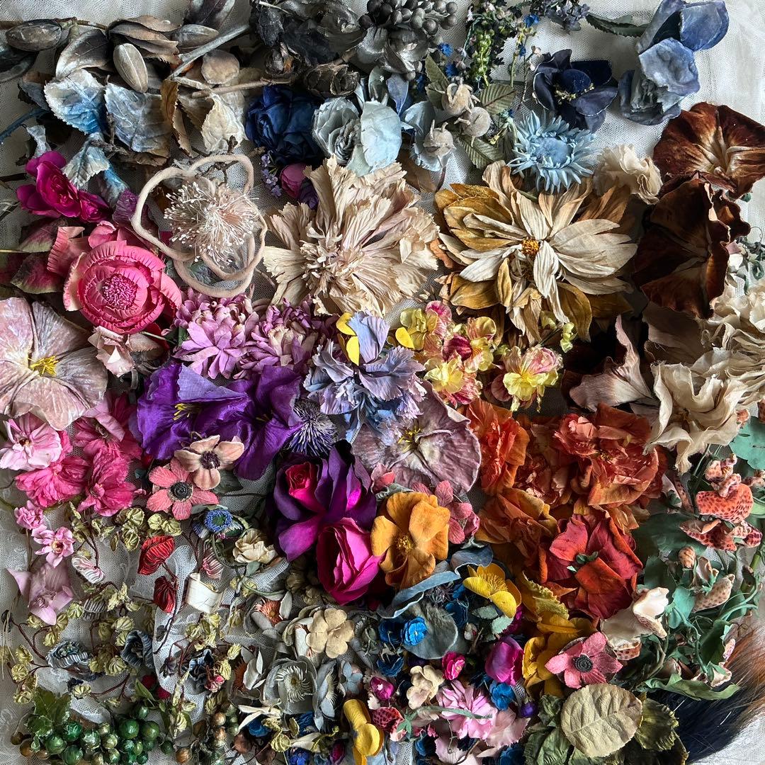 ２：フランスアンティーク　枯れた布花　パーツ　ブロカント　ハンドメイド素材 アンティーク＆ブロカント / その他 /フランスアンティーク真鍮