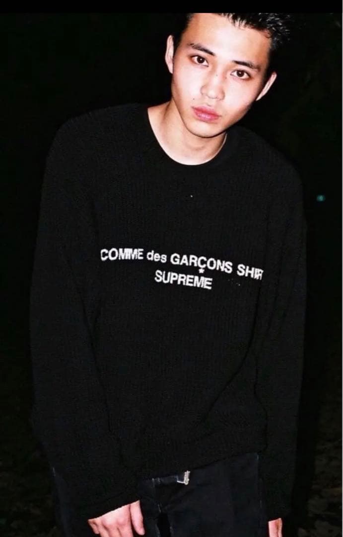 Supreme COMME des GARCONS ニットセーター黒Lスウェット - メルカリ