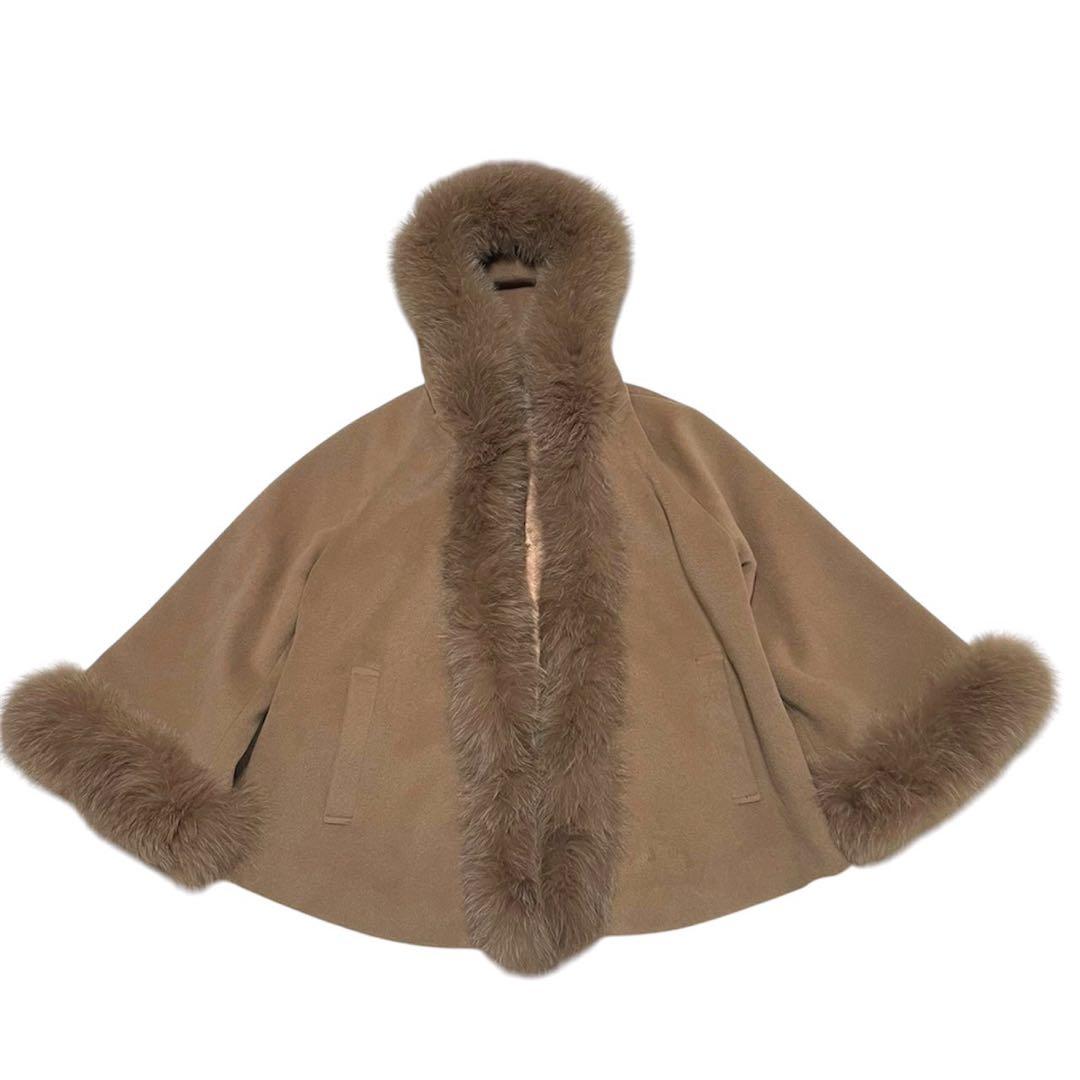 極美品✨ダイアグラム アンゴラファーコート ポンチョ フォックス