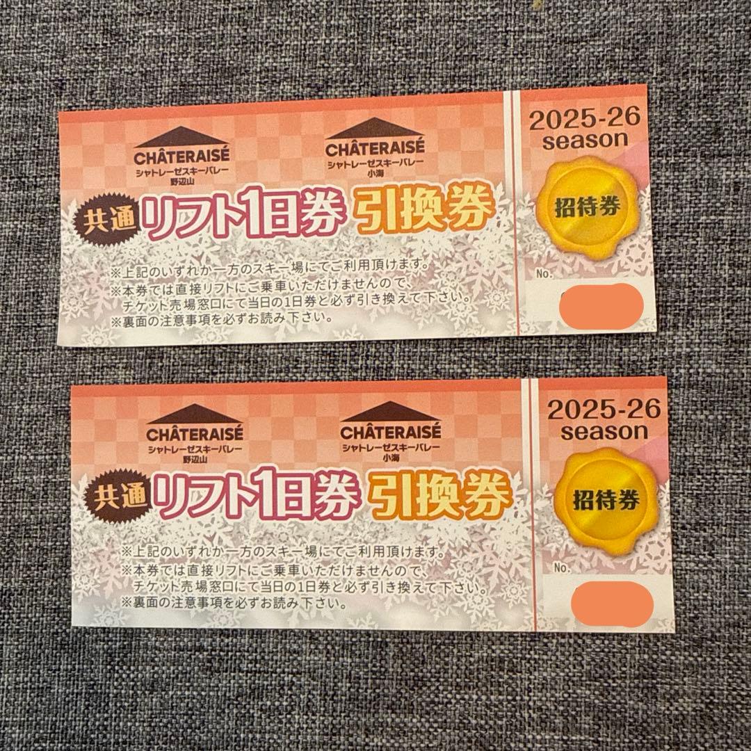 シャトレーゼスキー場 リフト1日券×2枚 2025-26 - メルカリ