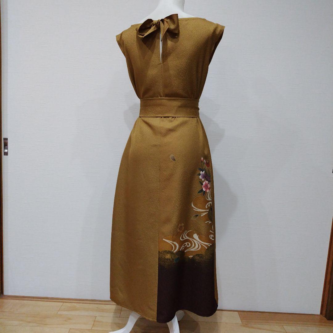 振袖 フレンチワンピースドレス リボン付き 福寿茶色 新品未使用品