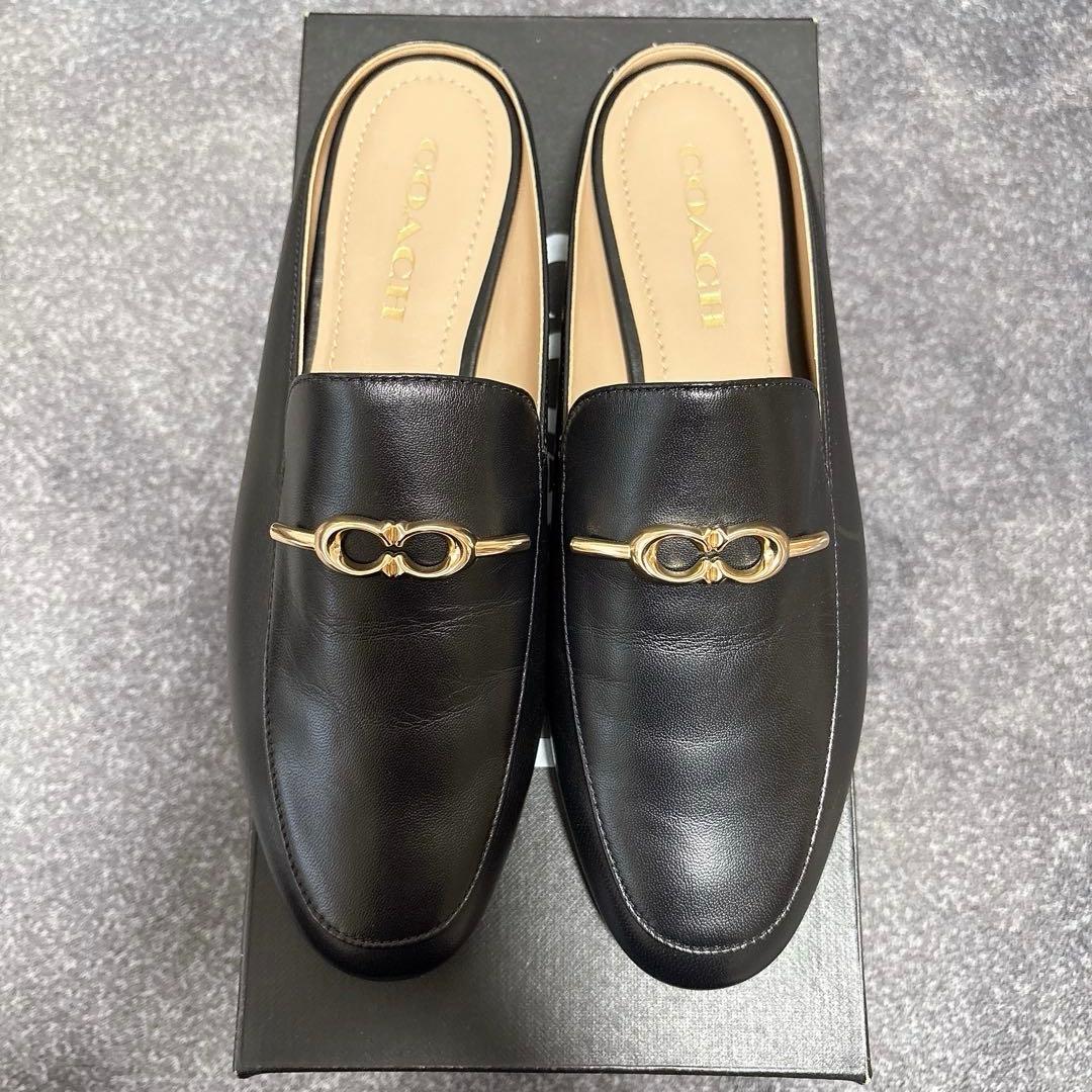 新品未使用 COACH シエナ レザー スライド ブラック 7C 24.0cm