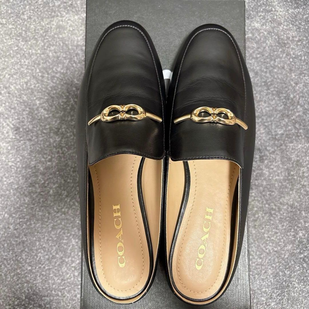 新品未使用 COACH シエナ レザー スライド ブラック 7C 24.0cm