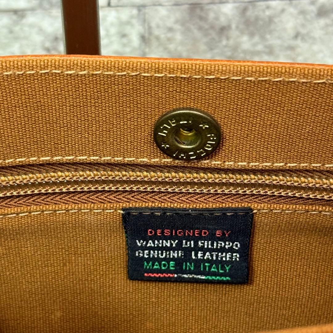 良品】イルビゾンテ レザー ハンドバッグ ロゴ刻印 キャメル