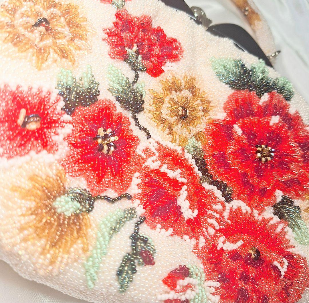 ビーズバッグ 手刺繍 総柄 花柄 総ビーズバッグ 和装