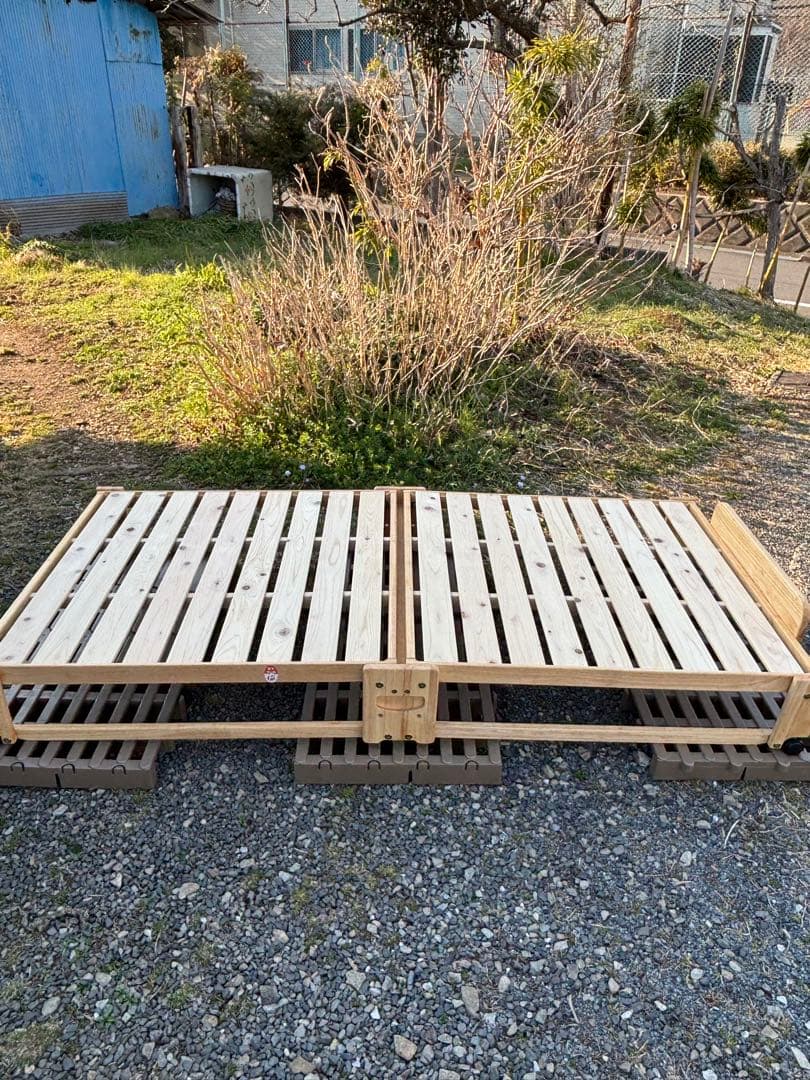 中居木工　木製 折りたたみベッド シングルサイズ　2019年製 中居木工 折りたたみベッド シングル 簡易ベッド 折りたたみ ロー