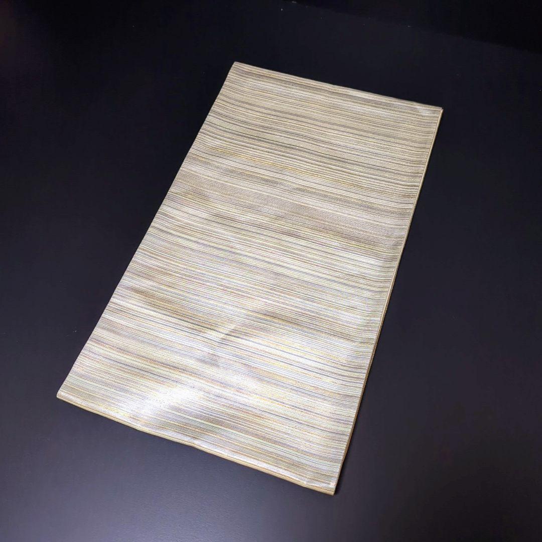 H-691 袋帯 正絹 六通 シンプル 縞模様