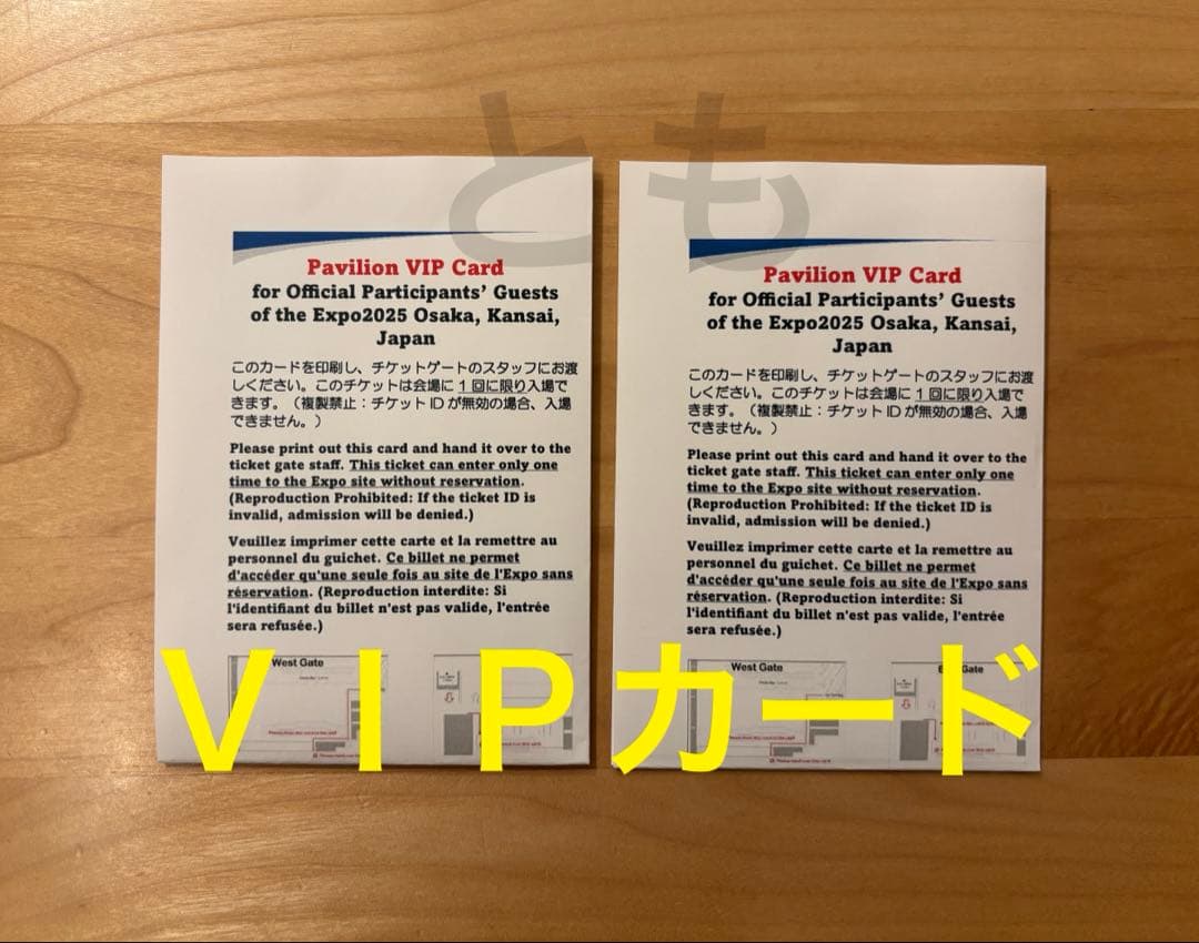 Pavilion VIP Card 2枚 大阪関西万博チケットプロミネントカード