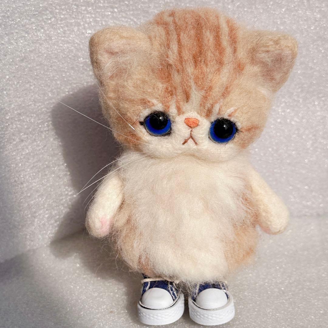 chata作家 ぬいぐるみ ネコ羊毛フェルト テディベア ハンドメンド
