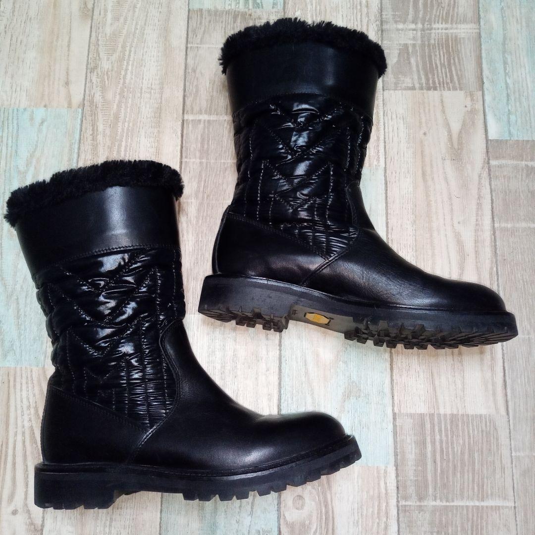 美品 MAXMARA 23.0 ブーツ マックスマーラ ブラック レザー ダウン