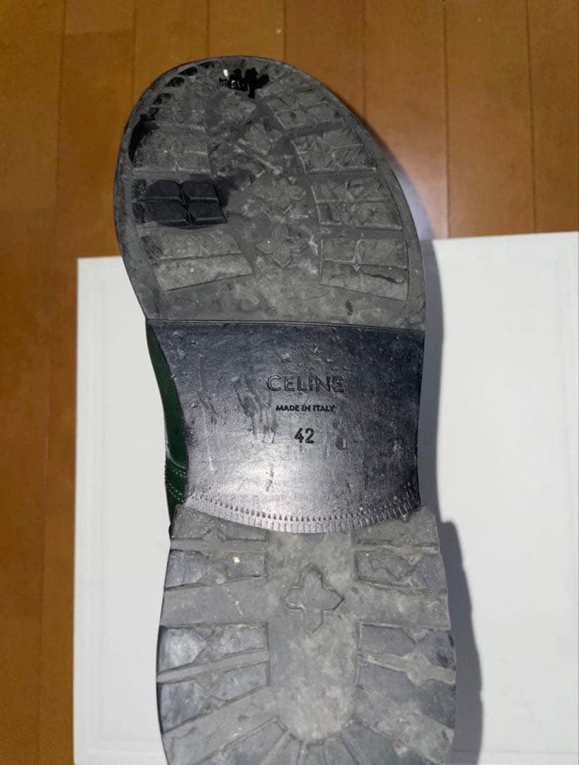 箱付き】CELINE コンバットブーツ グリーン セリーヌ エディスリマン期