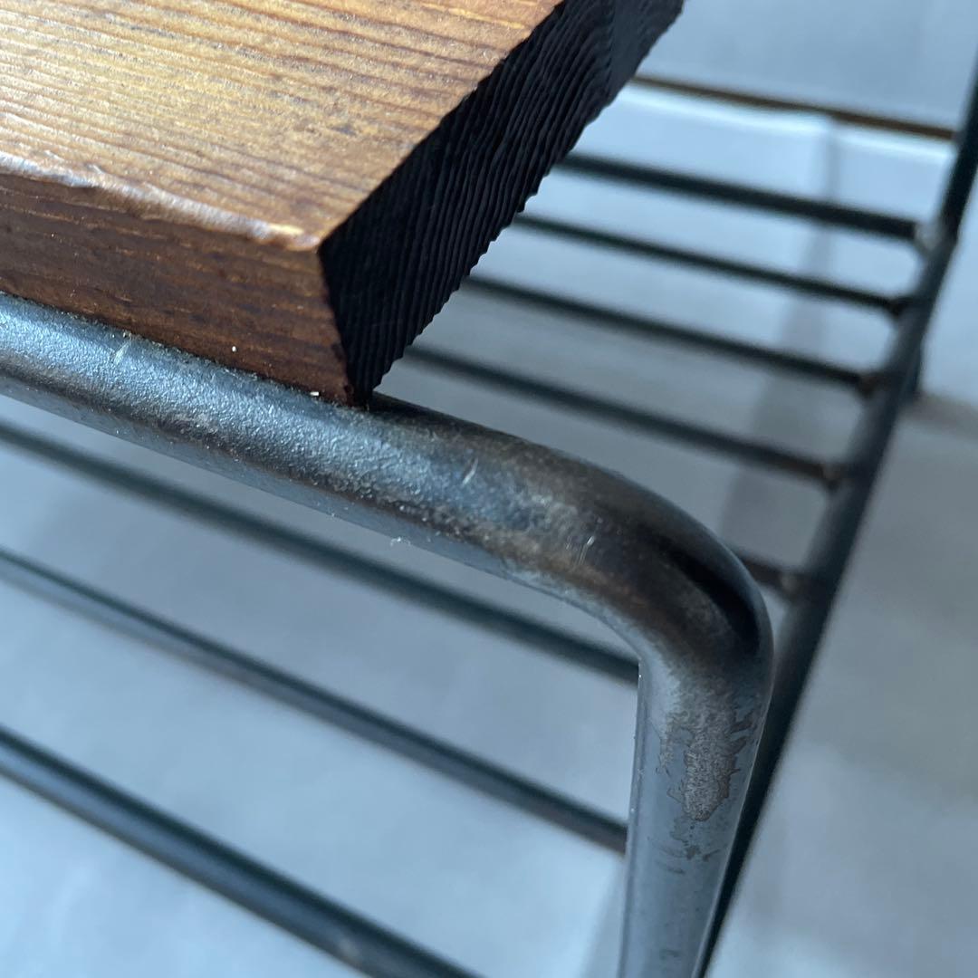 テーブル ローボード ヴィンテージ スチール & ウッドトップ