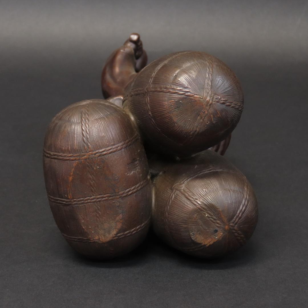 ⭕399 江戸時代末期 古備前 桃蹊堂印 珍しい俵立大黒 様