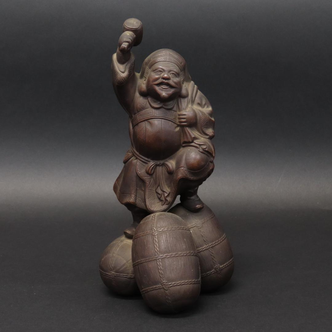 ⭕399 江戸時代末期 古備前 桃蹊堂印 珍しい俵立大黒 様