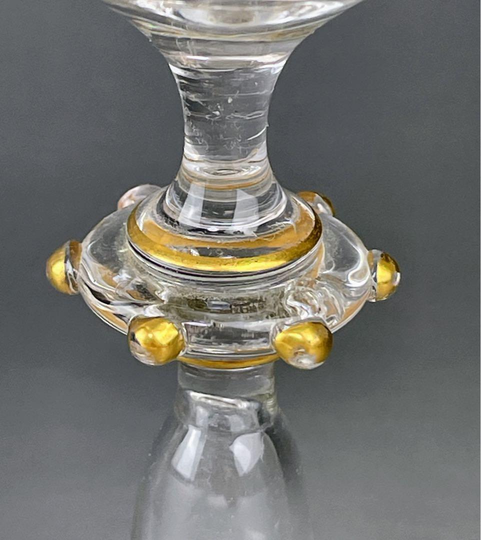 希少】モーゼル エナメル盛 金彩 ワイングラス 金盛り エナメル彩 フランス