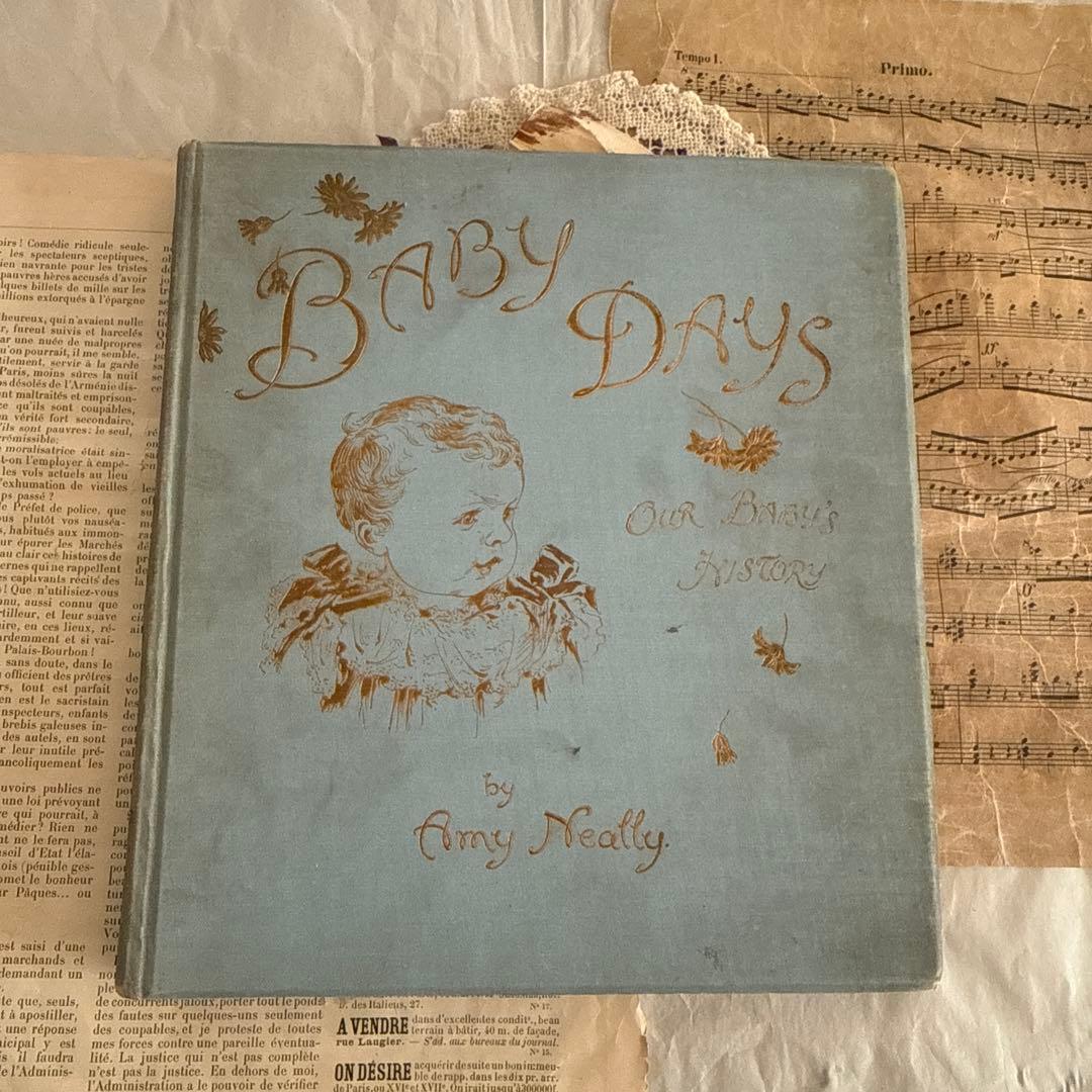 稀少1904年美しいアンティーク雑記帳ベビーアルバム洋書ジャンクジャーナル素材 稀少1904年美しいアンティーク雑記帳ベビーアルバム洋書ジャンク