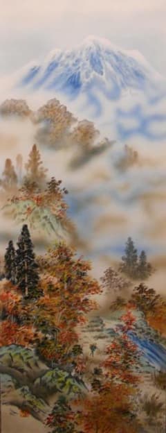 小川香月☆黄金富士牧童図 掛け軸