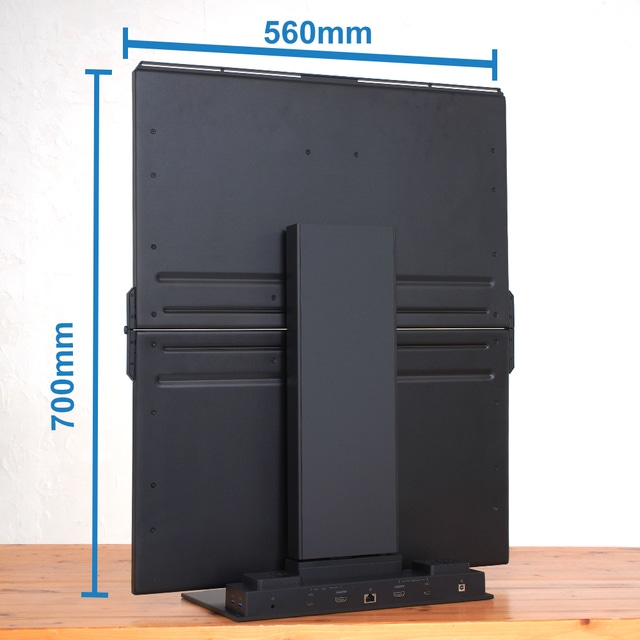 縦に積み上げて使用する高さ、角度自在の2画面モニター Geminos W