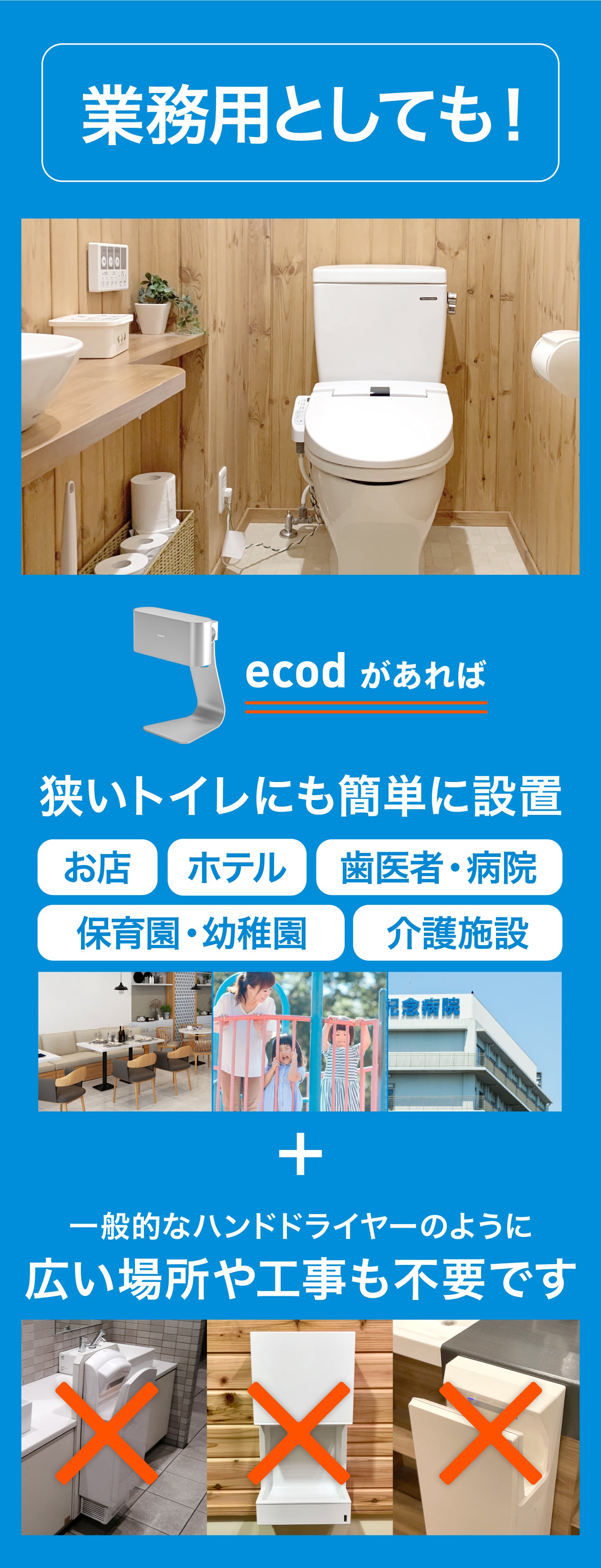 ついに自宅やお店にハンドドライヤーが！タオルからの菌移りゼロ！手間