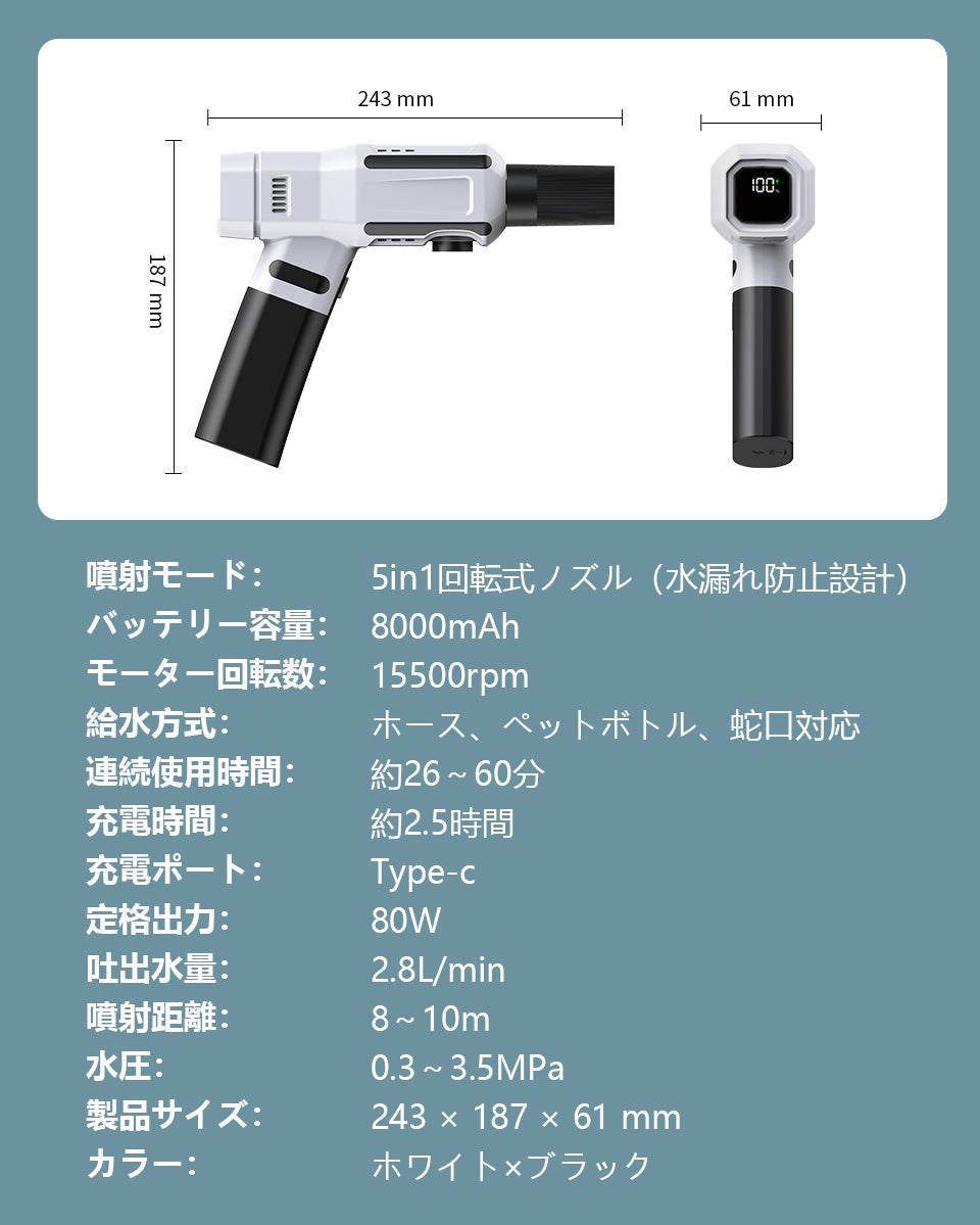 超小型で軽量】折りたたみ式の高圧洗浄機 ｜コードレスで給水が自由