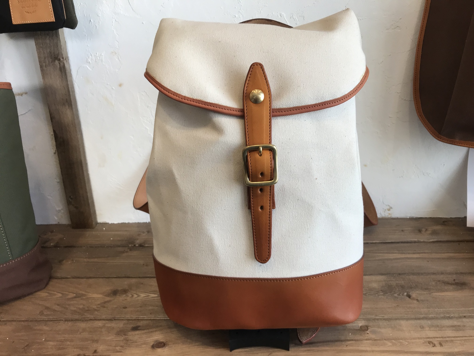 受注制作☆倉敷帆布と本革を使用した手作りリュックサック - hand