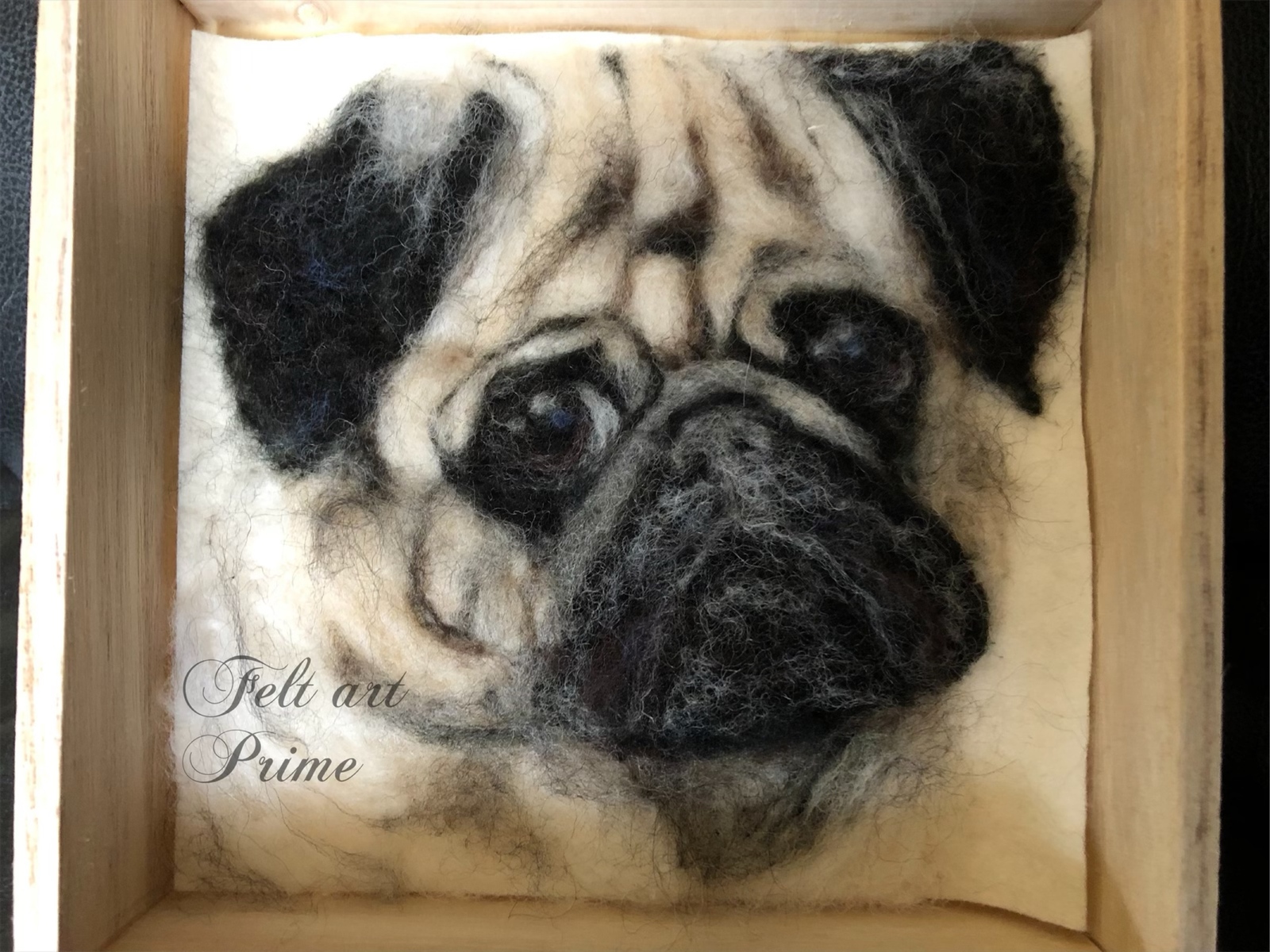 羊毛フェルト 羊毛刺繍 犬 パグ - Felt art Prime | minne byGMOペパボ