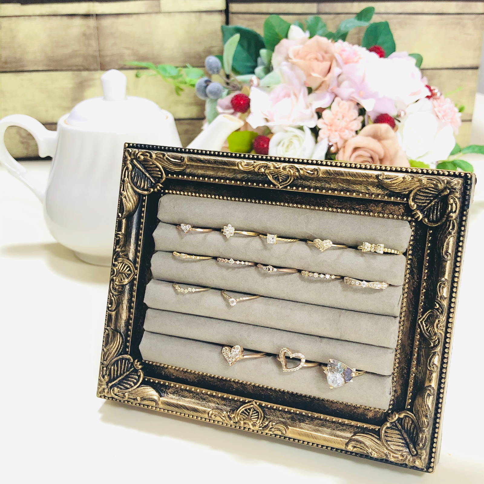 アンティークリングケース ブロンズゴールドS〜 リングトレー リング