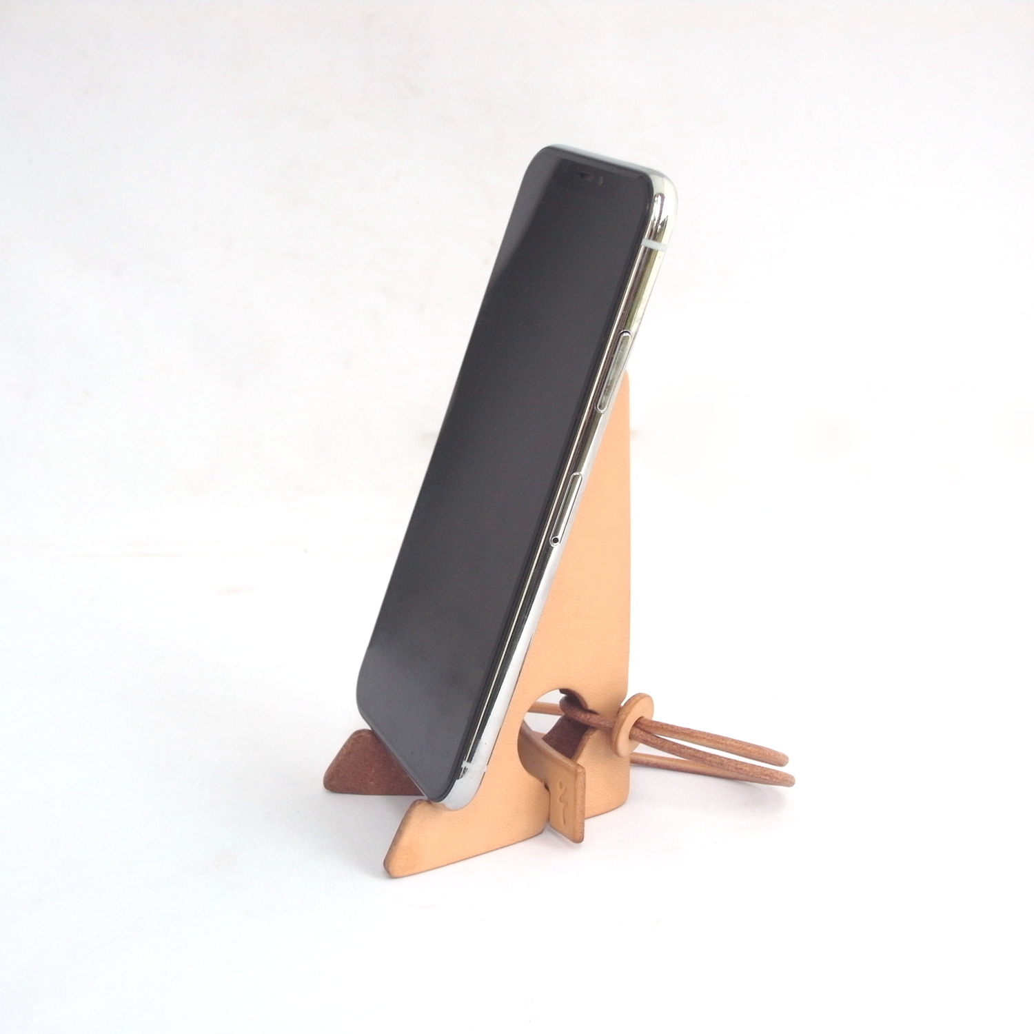 スマホスタンド【zaza/ざざ】ヌメ革 組み立て式 持ち運び可 手作り