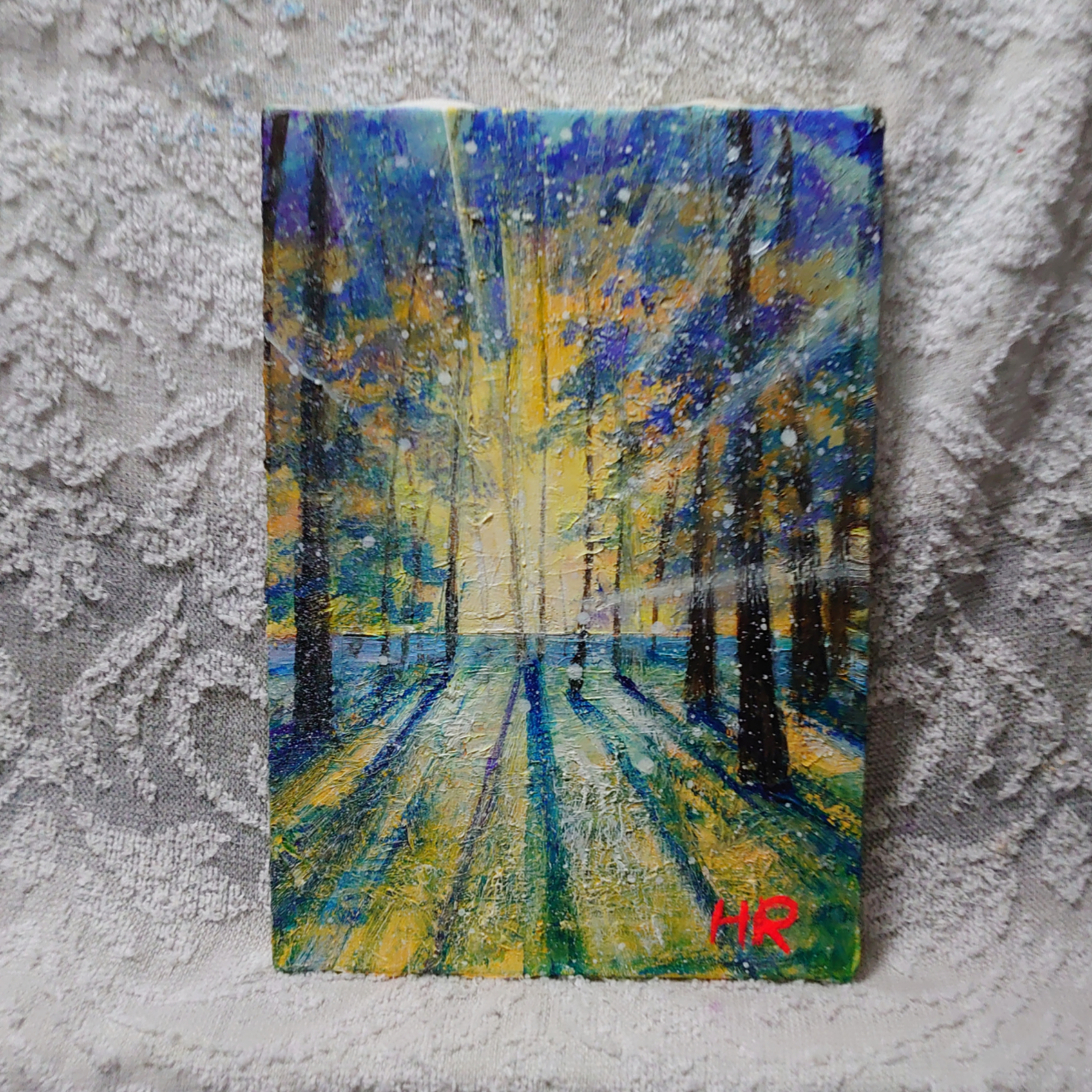 油絵 冬の朝日 - HR | minne byGMOペパボ 国内最大級のハンドメイド