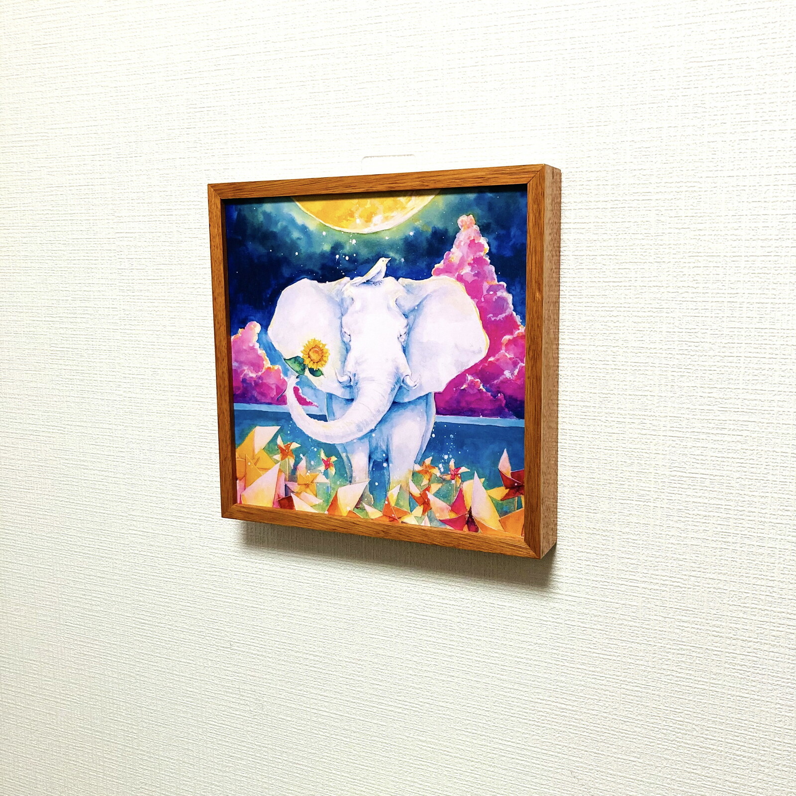 作品 : 手向け 絵 絵画 象 ゾウ ぞう ヒマワリ 縁起絵 アート 水彩画