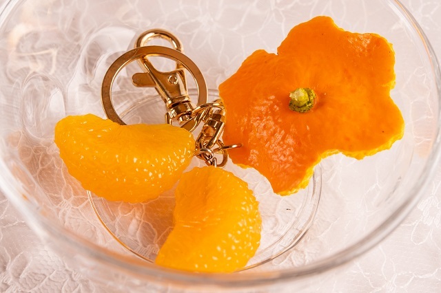 キーリング(キーホルダー) みかん皮＆みかん粒 食品サンプル グッズ
