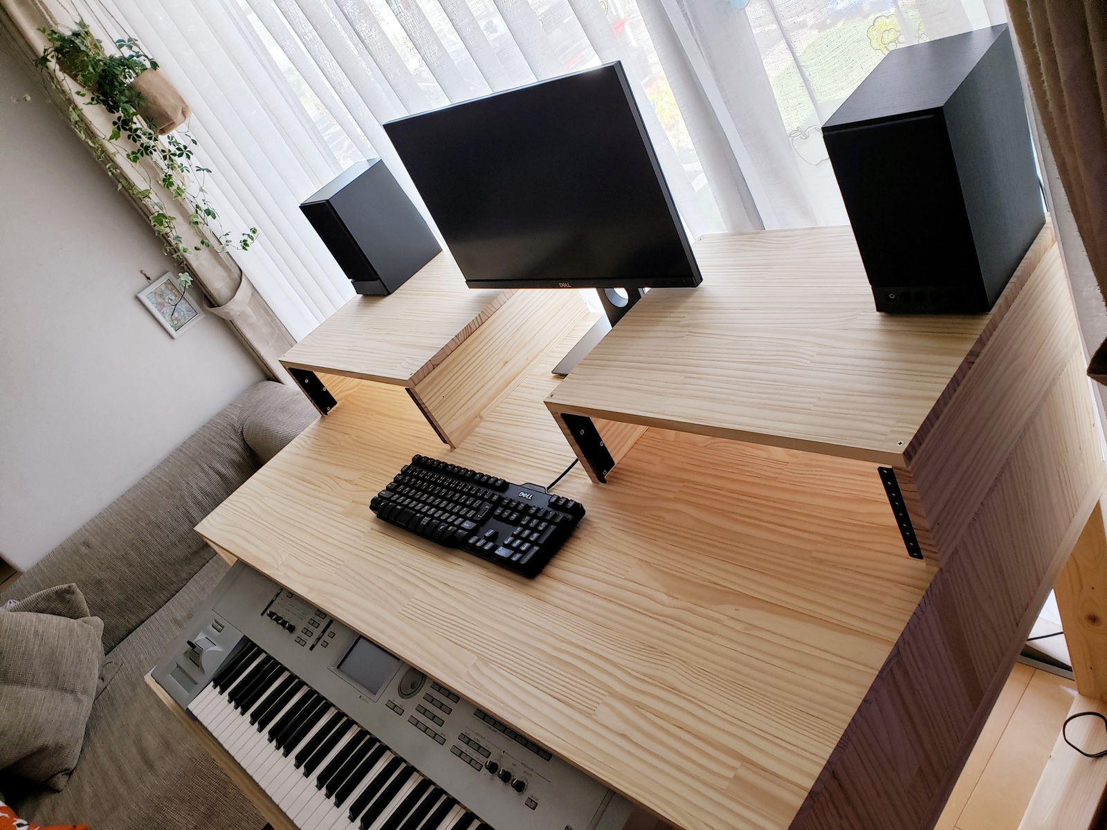 DTMデスクS-140-70 キーボード シンセサイザー DAW スライドタイプ