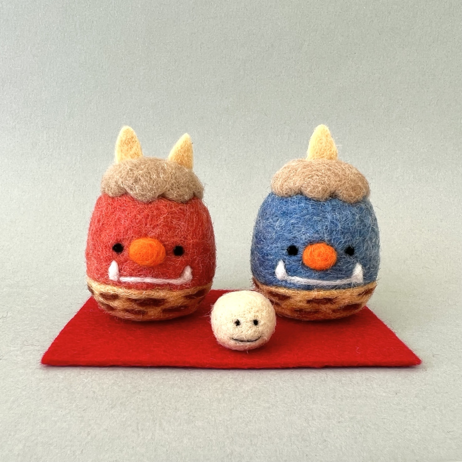 節分👹招福 鬼だるま おまけ付き【羊毛フェルト】 - きのこナムナムの