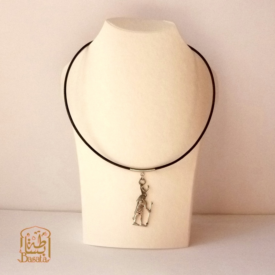 エジプト製ファイアンスとアンク（生命の鍵）のネックレス 【再販