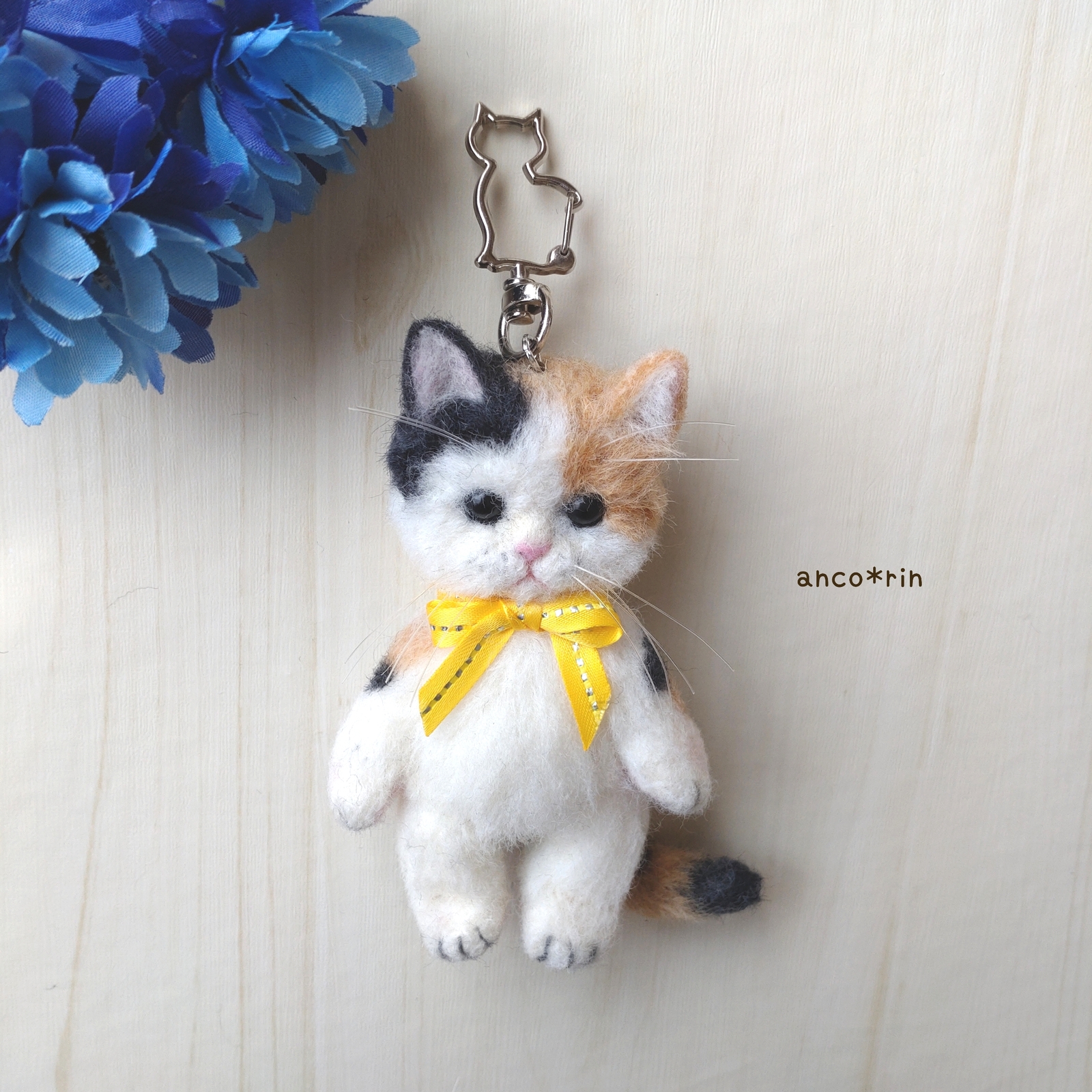 羊毛フェルト 猫の顔 キーホルダーセット 羊毛フェルト 猫の顔アート