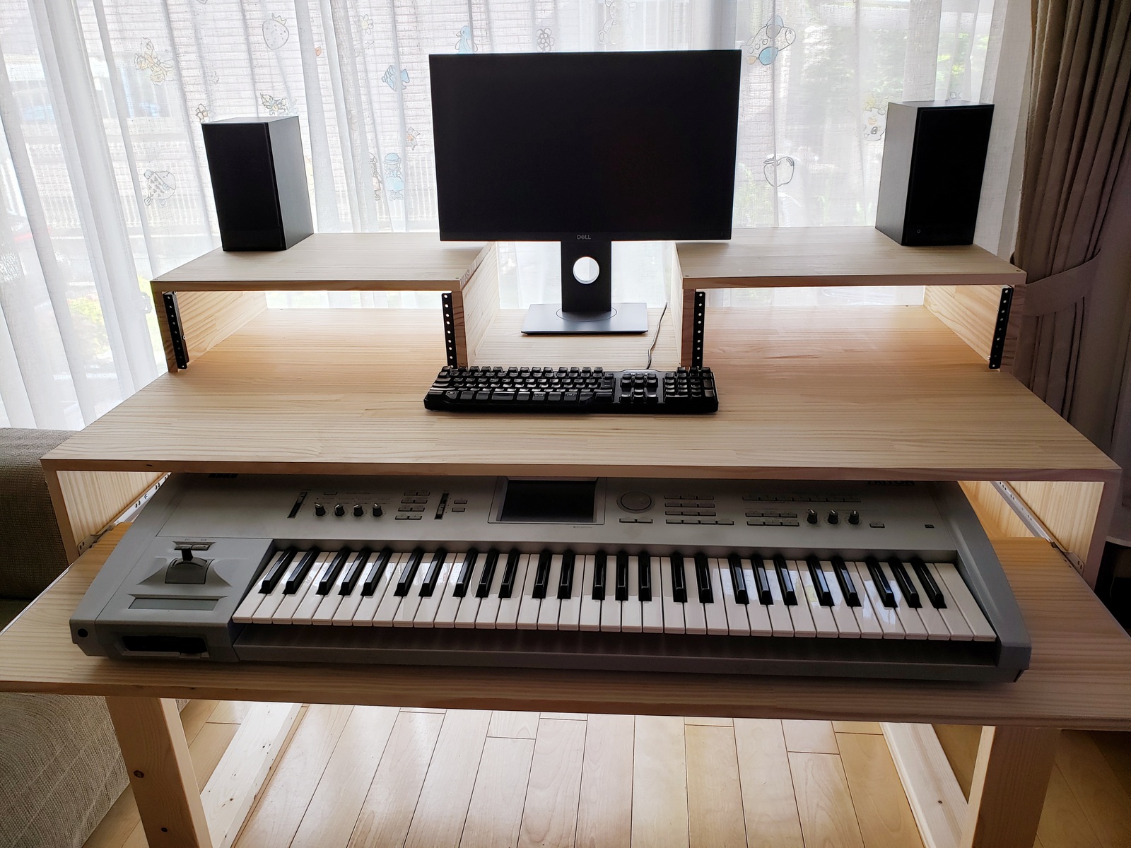 特注】DTMデスクS-140-70 キーボード シンセサイザー DAW