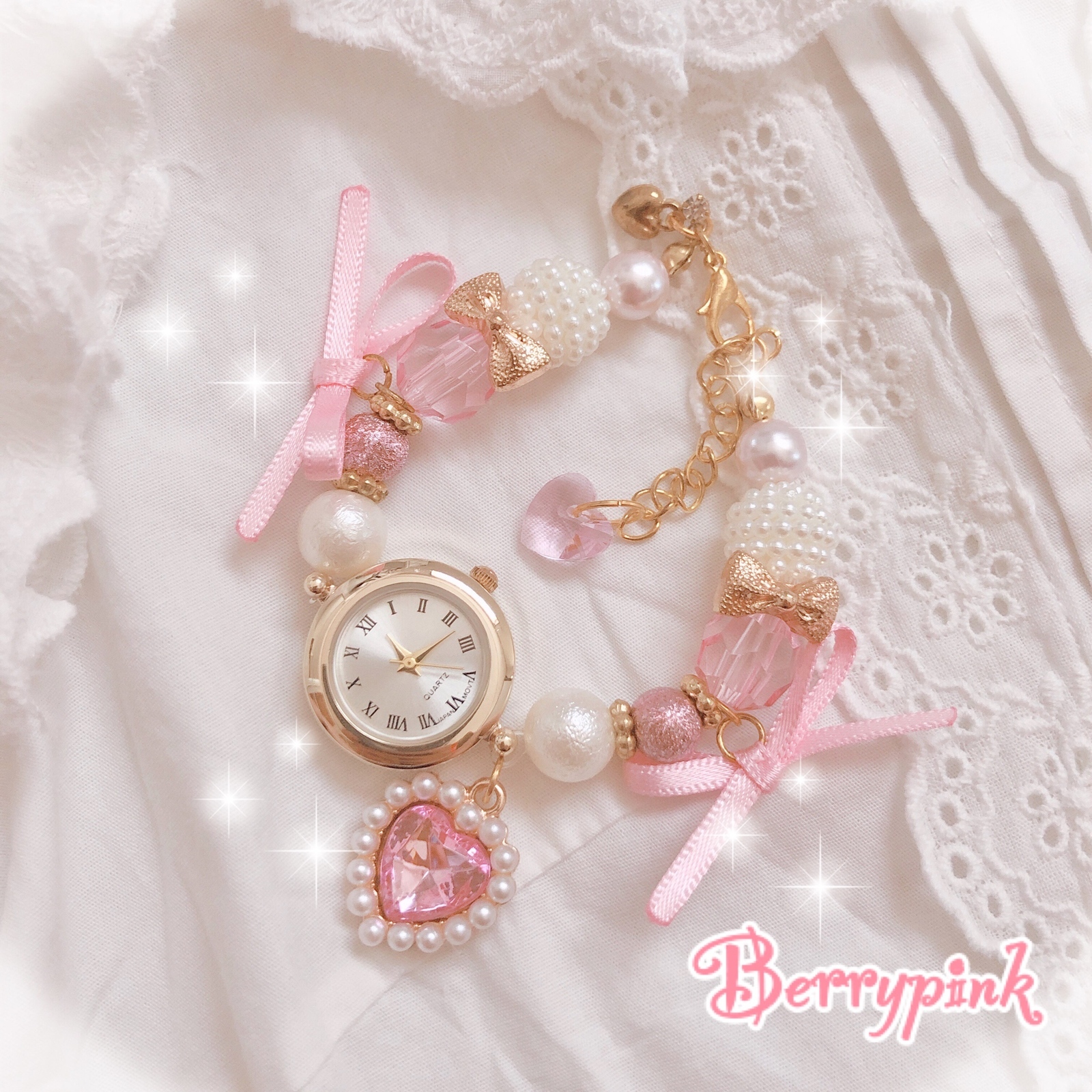 Berrypink♡量産型ハートチャームのブレスレットウォッチ♡腕時計